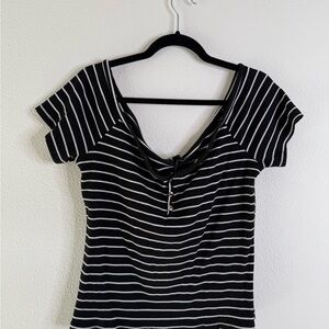 Fashion Nova Black and White Striped Tee